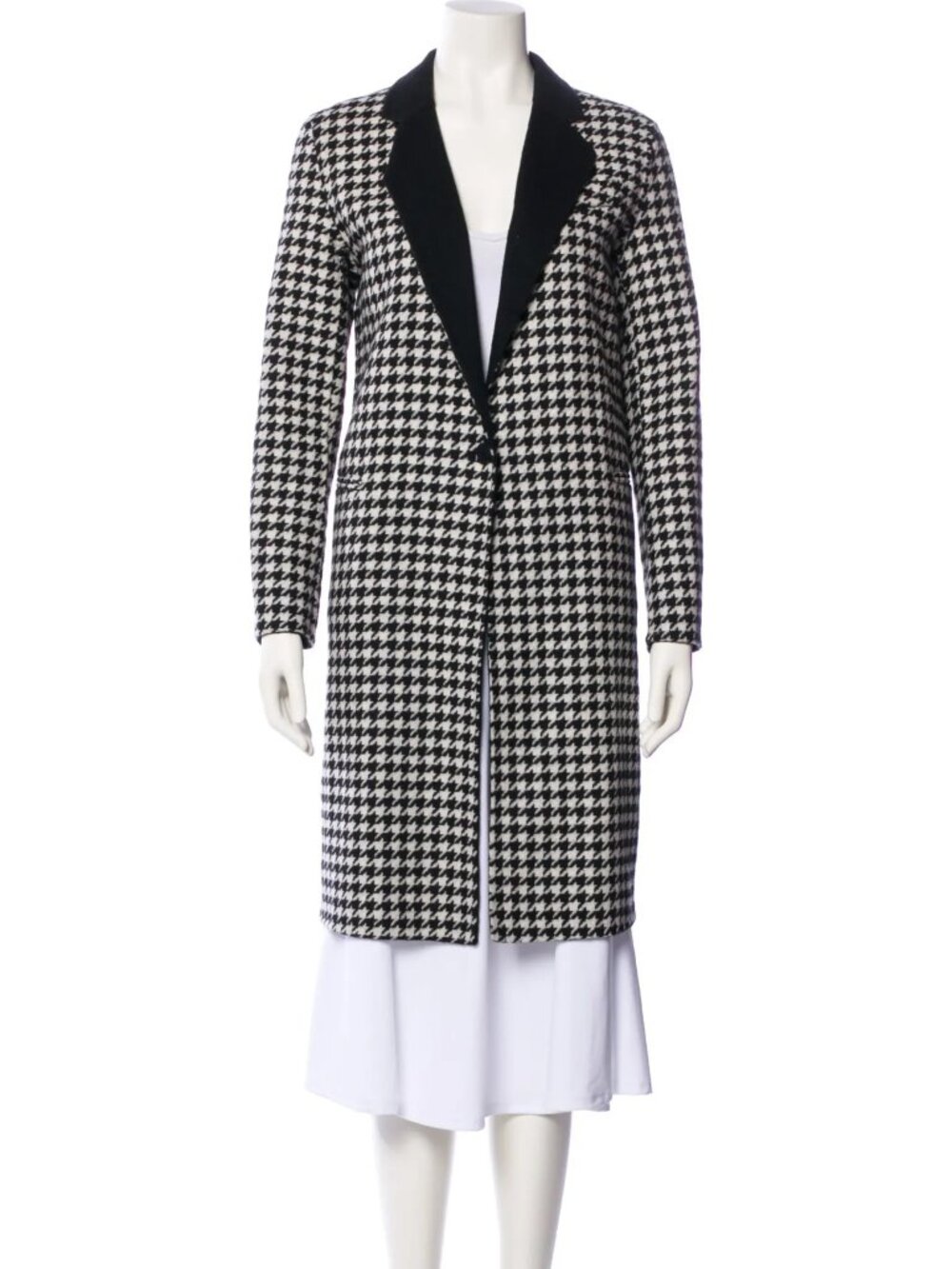 Sandro Paris Black and White Houndstooth Coat - Picture 4 of 7